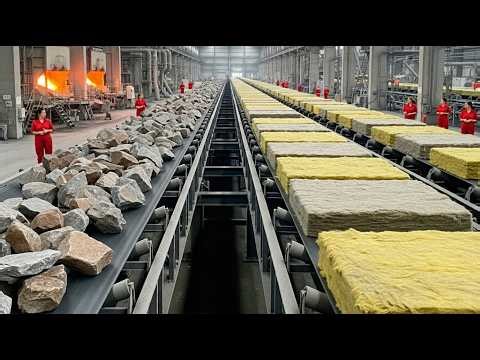 Inside a Massive Stone Wool Factory – How Volcanic Basalt Rock Becomes Fireproof Insulation