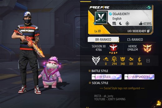What is Jonty Gaming's Free Fire ID? Stats, guild, rank, YouTube earnings, and more