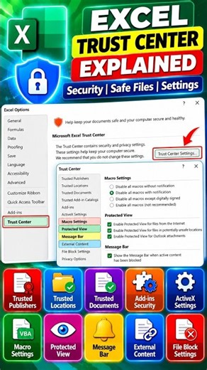 Excel Trust Center Explained 🔐 | Macro Security, Protected View & Trusted Locations !!