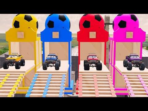 FS22 Extreme Cliff Challenge–Police Jeep Rubicon Pickups vs Impossible Color Bridge-Win or Fail! #23