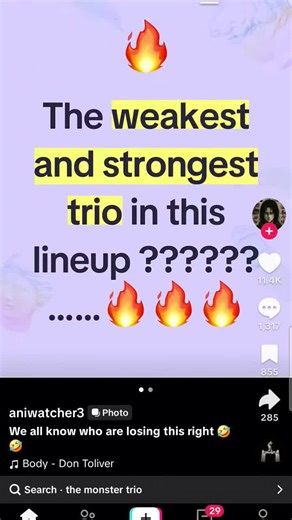 the strongest and weakest in each trio #anime #debate #fyp ##viral | anime clash