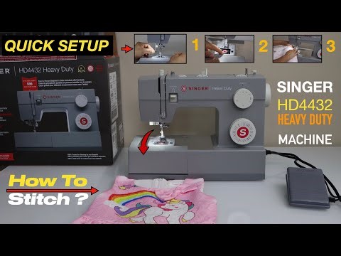 Singer Heavy Duty 4432 Sewing Machine Quick Setup- How To Thread, Use The Bobbin, Stitching Test !