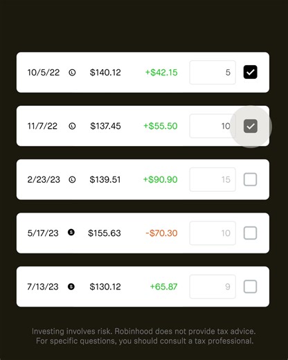 Tax insights, built in. Tax Lots now available to 100% of customers. | Robinhood