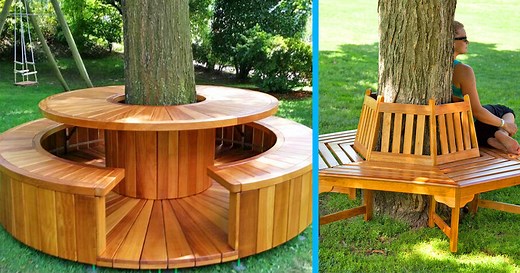 These Wrap-Around Tree Benches Provide Beautiful Outdoor Seating Around The Base Of a Tree
