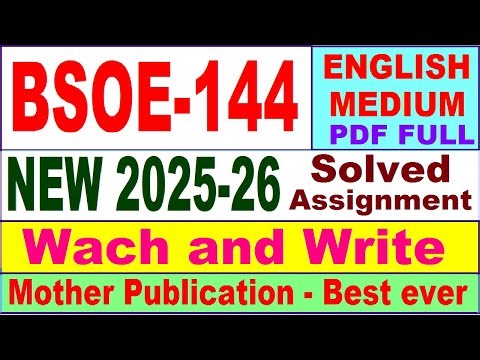 BSOE 144 solved assignment 2025-26 in English || bsoe 144 solved assignment 2026 || ignou bsoe144