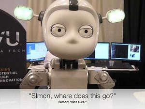 Simon the robot learns to clean up