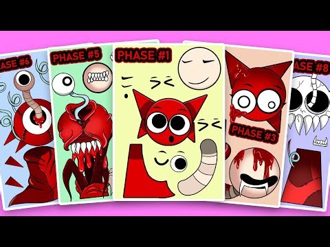 Sprunki Mroona and Wyrum Retake SYMBIOSIS Phases 1 to 8 | Sprunki Sticker Book | Paper DIY