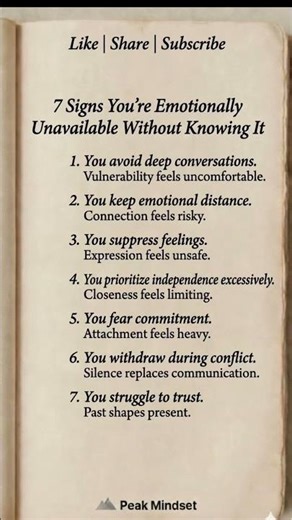 7 Signs You’re Emotionally Unavailable (Without Realizing It) #psychologyfacts #shorts