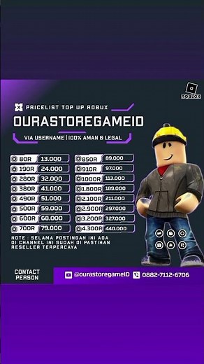 TEMPAT TOP UP BELI ROBUK MURAH AMAN DAN TERPECAYA#roblox #robloxshorts