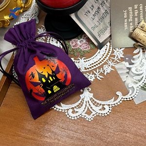 [Hot Item] Custom Logo Small Pouch Halloween Jute Burlap Drawstring Bag for Gift Candy