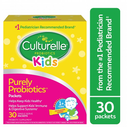 Culturelle Probiotics Kids Purely Probiotic Daily Ready-to-Mix Supplement, Immunity & Digestion Support for Children, No Flavor Added, 30 Packets