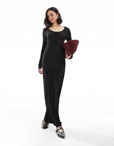 ONLY tie front maxi dress in black | ASOS