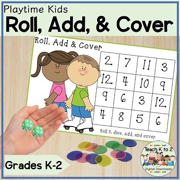Roll and Cover Spring Math Fluency Dice Game Kindergarten or First Grade Centers