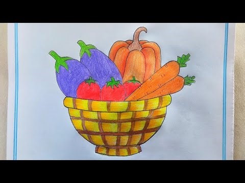 Vegetables basket drawing tutorial(step by step)very easy for kids #sojibdrawingbook