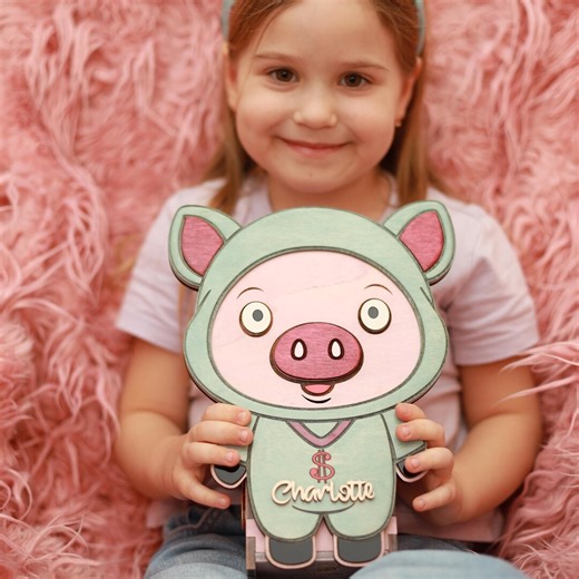 Personalized Piggy Bank | Handmade Wooden Kids Money Box - Etsy
