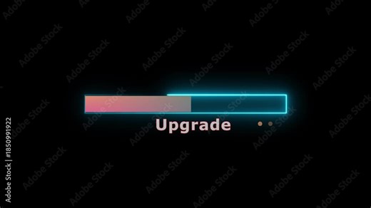 Abstract futuristic upgrade loading bar animation with glow effect and neon colors in motion