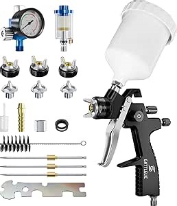 LVLP Air Spray Gun Premium Kit with 1.3/1.5/1.7mm Nozzle & Air Regulator,Automotive Paint Sprayer, for Cars & House DIY Painting Gun(Black)