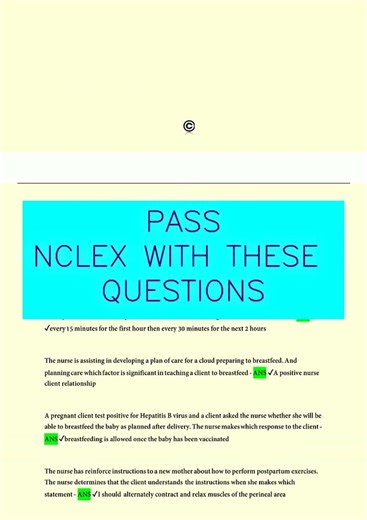 NCLEX PN postpartum Exam Questions and Answers Updated 2025 Verified Answers video