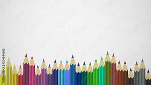 Background With Colored Pencils On Paper Background. Seamless Loop. Great For Your Back To School / Art Supplies Related Projects. High-Quality Animation. 4K 60fps