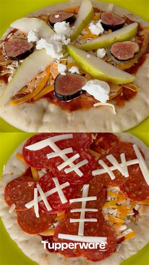 Prepárate para el Súper Domingo y el Día de la Pizza con Tupperware. 🏈🍕 Solo necesitas los siguientes ingredientes: 2 pizzas refrigeradas del súper 1/2 pera 1 higo 1 cda queso de cabra Aderezo de vinagre balsámico Pepperoni iras de queso mozarella Productos: Platos de Cena Floresta y Vasos Grande Floresta. Consigue estos y todos los productos Tupperware en www.tupperware.com.mx | Tupperware México