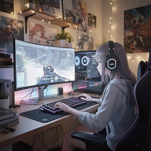 A Anime Girl, Gamer Girl, Anime Girl Playing Games. Free Stock Video