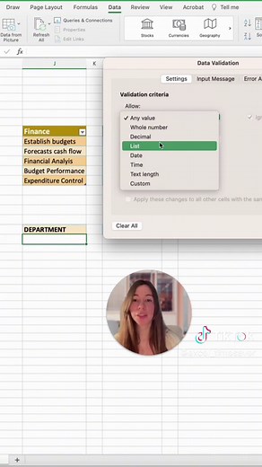 Excel Dynamic Drop Down list. #excel #excelprofesional #excelproductivity #exceltutorial #datavalidation #learnontiktok #officeproductivity #exceltips
