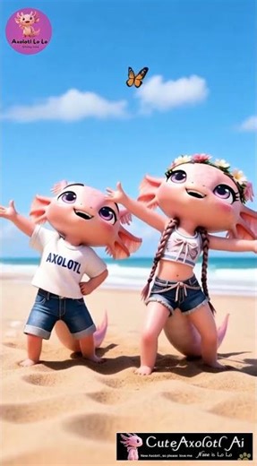 Two axolotls are dancing with soda pop. @axolotl #axolotl