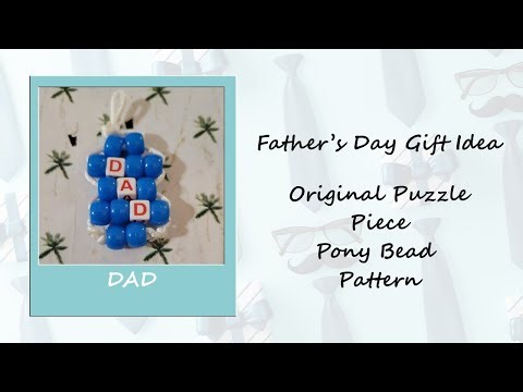 Puzzle Piece Keychain with "DAD" Using Pony Beads | Easy Father's Day Craft Idea