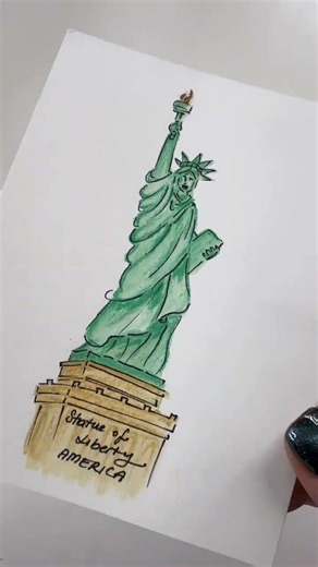 How to Draw Statue of Liberty | Easy Painting Tutorial #shorts #art