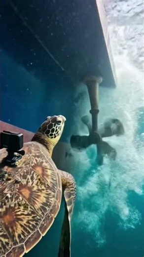 GoPro on Sea Turtle Finds Sunken Submarine Under a Giant Ship! 🐢😳 #wildlife #ai #AnimalPOV