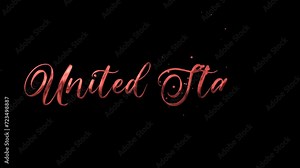 Animated United States Lettering Text in Red Color on Transparent Background. Word Text animation. Alpha Channel. Suitable for greetings, messages, holidays Stock Video