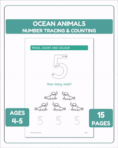 Ocean Animals Number Tracing Worksheets | Preschool Counting Activity (digital Download) - Etsy