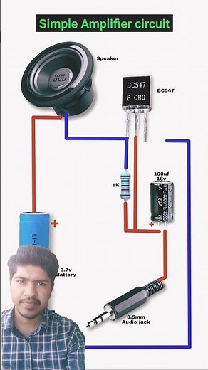 Simple amplifier circuit diagram | BC 547 transistor amplifier