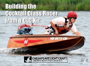 More fun than a heap of monkeys, the Cocktail Class Racer is a miniature speedboat that you build yourself. Construction is intended for first-timers and takes less than a hundred hours for a race-ready boat. Here it is compressed to ten minutes. Already lots of races on the calendar for 2018. More here: https://ccwbra.com/ Here's a link to CLC's computer-cut kit: https://www.clcboats.com/shop/boats/powerboats/cocktail-class-racer.html | Chesapeake Light Craft: Wooden Boat Kits