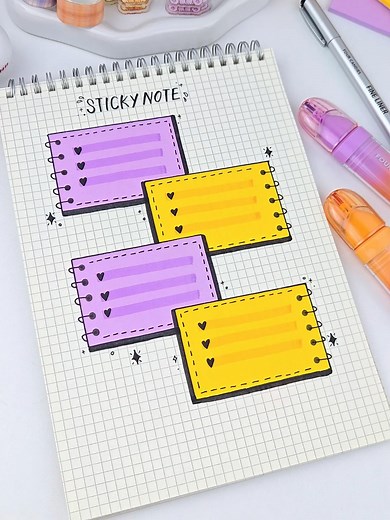 Colorful Sticky Notes and Smooth Four Candies Pens for Organized Tasks