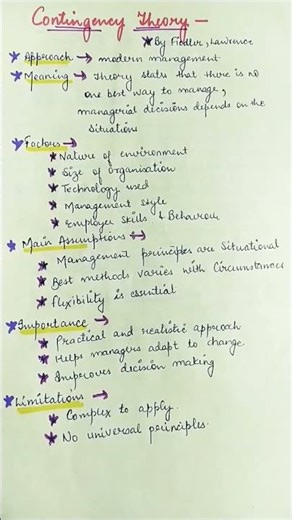 Contingency Theory of Management | No One Best Way! | Manage Easy #ContingencyTheory #shorts #bba