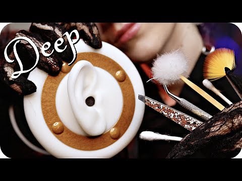 ASMR Ear Cleaning DEEP w/ Scraping (NO TALKING) Q-Tips, Tweezers, Feather, Metal & Bamboo Pick +