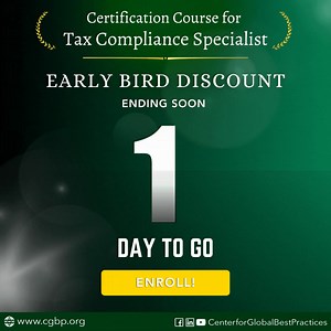 📢 HURRY! EARLY BIRD rate will end soon! The Center for Global Best Practices invites everyone to attend this pioneering program: Certification Course for Tax Compliance Specialist A Special Six-Session Training Program beginning Tuesday, August 15, 2023 Many employers seek tax compliance specialists. ENROLL and be included in the FIRST batch of certified Tax Compliance Specialists (TCS®) in the Philippines. This comprehensive training aims to help individuals and organizations meet their tax ob