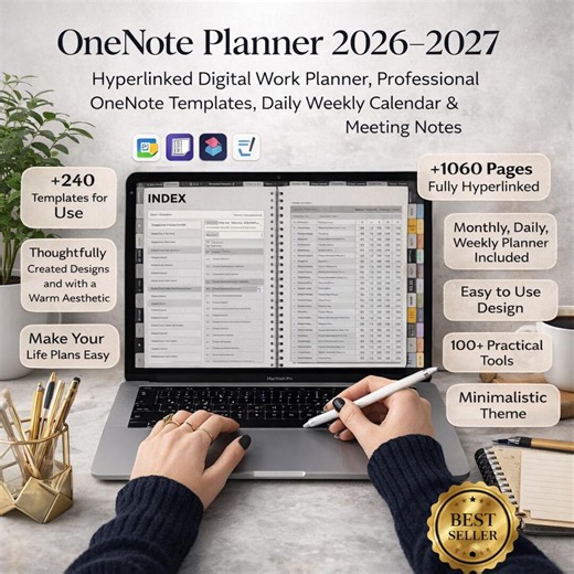 Onenote Planner 2026–2027 | Hyperlinked Digital Work Planner, Professional Onenote Templates, Daily Weekly Calendar & Meeting Notes - Etsy Australia