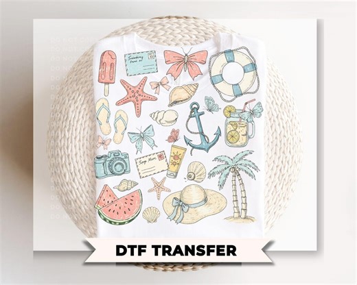 Coquette Summer DTF Transfer, Ready to Press, Beach T-shirt Design - Etsy