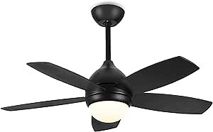 Coal Black DC Motor Ceiling Fan with Lights,42 Inch Modern Remote Control Ceiling Fans with 6 Speeds 3 Color, Indoor Outdoor Ceiling Fan for Bedroom Living Room Patio