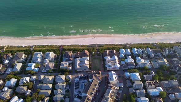 A stunning drone video of beautiful Rosemary Beach Florida along scenic highway 30A