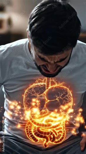 Man chest strain: torso clutch, stomach ache, intestine tension, cardiac throb, emotion hurt, body signal, organ distress, muscle spasm, pulse shift, nerve flare, inner warning, pain concept,