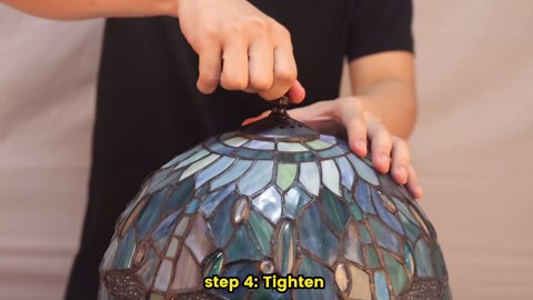 Pterying Tiffany Dragonfly Table Lamp, 18'' Tall Vintage Stained Glass Lamp for Bedroom Living Room, 1 LED Bulb (2700K E26) Included