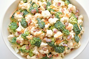 Broccoli Cauliflower Salad | Cauliflower Broccoli Salad Recipe
