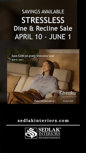 Stressless® Dine & Recline Sale | Save $200 Per Seat at Sedlak Interiors