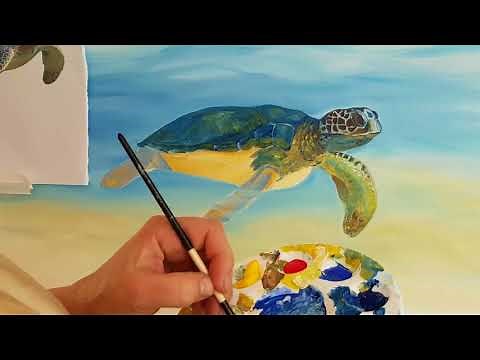 Painting a Turtle in acrylics - full process (Aannsha Jones creates)