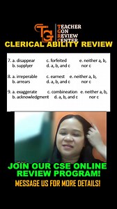 CSE REVIEW - CLERICAL ABILITY Join our CSE ONLINE REVIEW PROGRAM for 799 pesos only‼️ #akositeachergon #CSE #civilserviceexam #CSEPassers #TGRC #CivilServiceExam #teachergon #civilserviceexamination #teamteachergon #teamteachergon | Teacher Gon Review and Tutorial Center