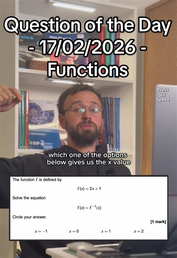 When a function equals it’s inverse! There’s a shortcut I didn’t take… can you see it? 👀 Question of the day - 17/02/2026 Past paper: AQA - Paper 3 (2022) [Q3] #questionoftheday #alevelmaths #maths #functions #studytok