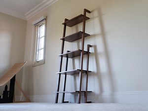 Walnut Ladder Shelf Storage Solution for Office Furniture Piece Wall Decor Living Room Display Unit Modern Design MCM Furniture Leaning Look - Etsy